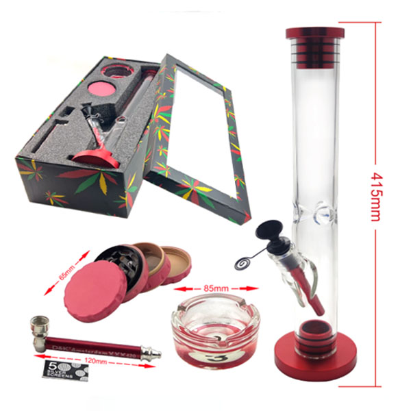 Glass bong metal grinder smoking pipe gift set DK7104