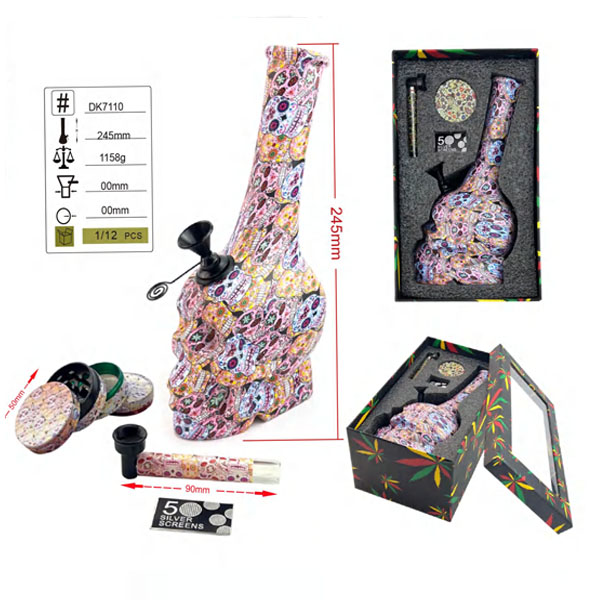 Glass bong herb girnder smoking pipe gift set DK7110