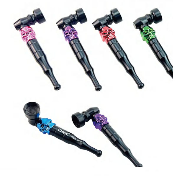 Colorful alumium skull pipe smoking pipe 
