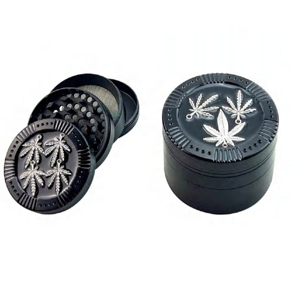 Grinder Herb Crusher Herb Grinder Metal Sleek Design 4-Piece Grass Grey 2  DK5251